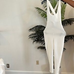 White unitard perfect for yoga or working out.